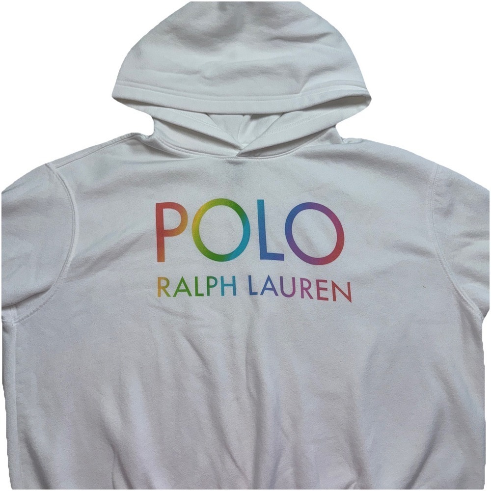 Polo Ralph Lauren Girls Lg 12/14 Fleece Pullover Crop Hoodie Ombré Multicolor